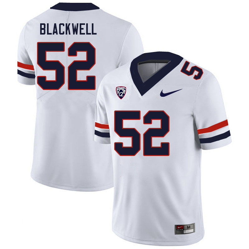 Men #52 Aaron Blackwell Arizona Wildcats College Football Jerseys Sale-White - Click Image to Close